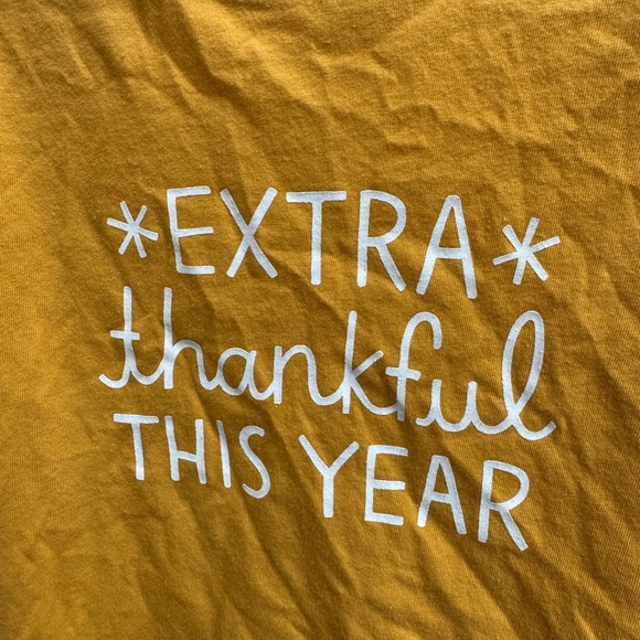Cat & Jack 3T Girls Yellow Extra Thankful This Year Thanksgiving Long Sleeve Tee - Picture 3 of 5